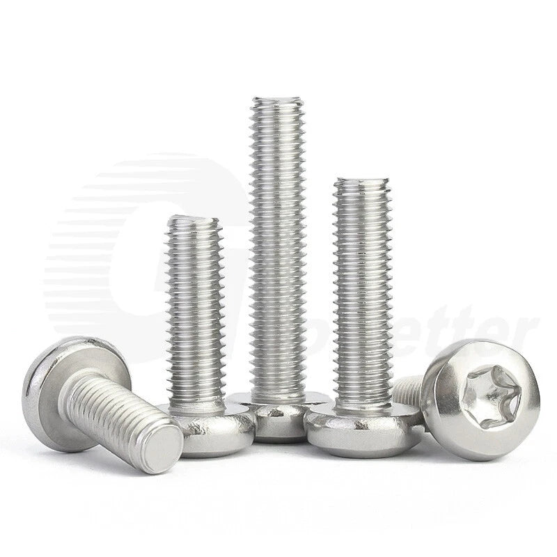 T3–T50 Torx Pan Head Machine Screws – M1.4 to M10, A2 Stainless Steel (3–100mm)