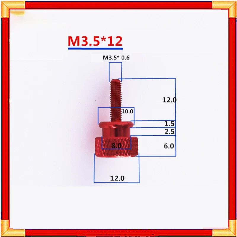 M3.5 Knurled Thumb Screws — Hand Tighten PC Graphics Card Screws, 10 Colors, 5 Lengths