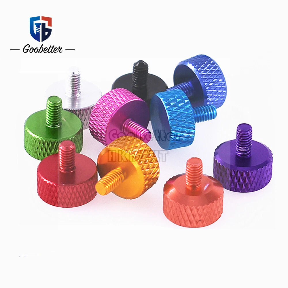 M3 Knurled Thumb Screws – Flat Head Anodized Aluminum, Hand-Tighten Knob Bolts