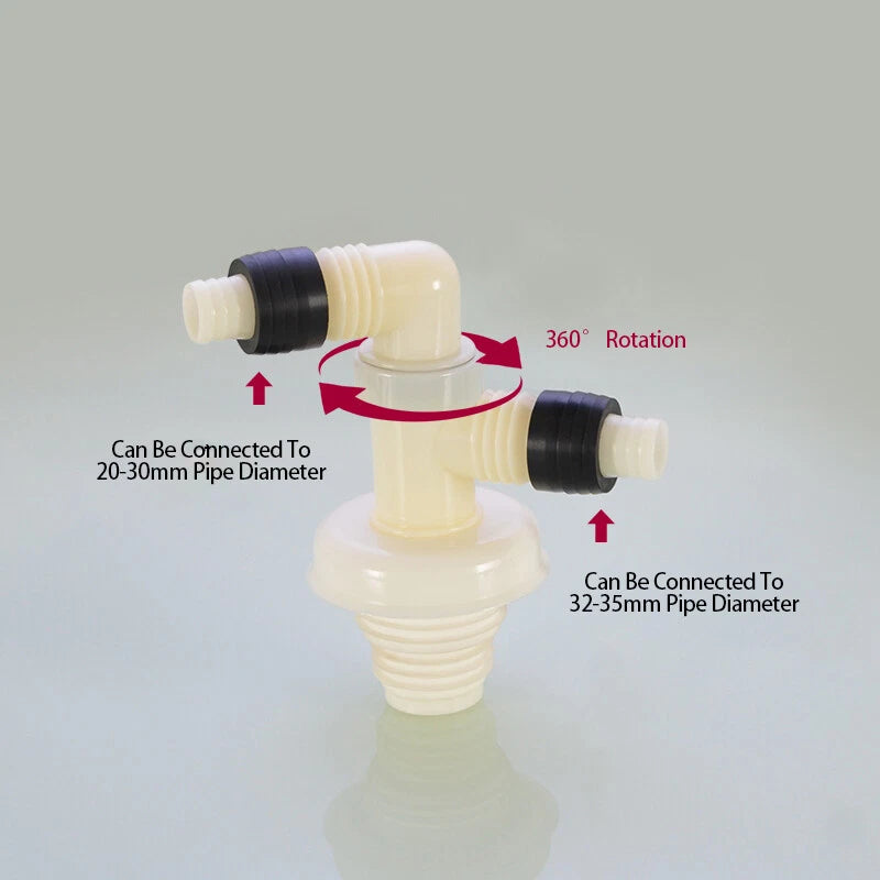 ABS Anti-Overflow Drain Pipe Fittings — Drainpipe Joints for Washing Machine, Kitchen & Basin