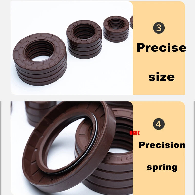 FKM TC Oil Seal – Fluorine Rubber Rotary Shaft Seal, ID 12–52mm, OD 25–100mm