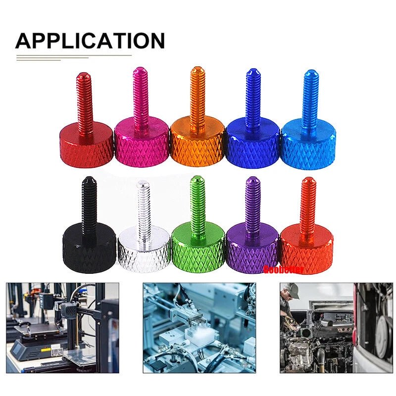 M3×16mm Aluminum Knurled Thumb Screws — Hand - Tighten Grip Knob Bolts, 10 Colors, 1–100 Pcs - HomeDIYer