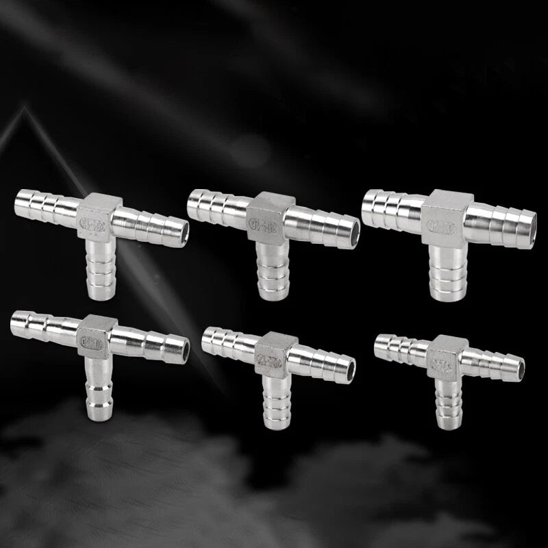 304 Stainless Steel Barbed Tee Hose Connector — T-Piece Hose Fitting 8mm to 32mm