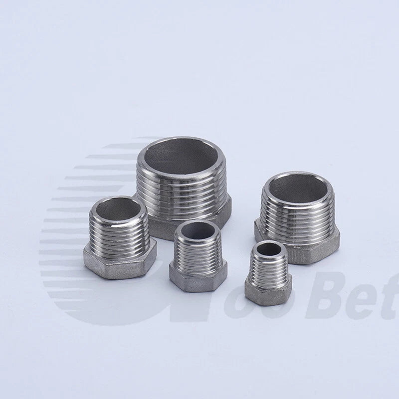304 Stainless Steel BSP Male Thread Hex Plug — End Stopper Pipe Fitting (1/4" to 2")