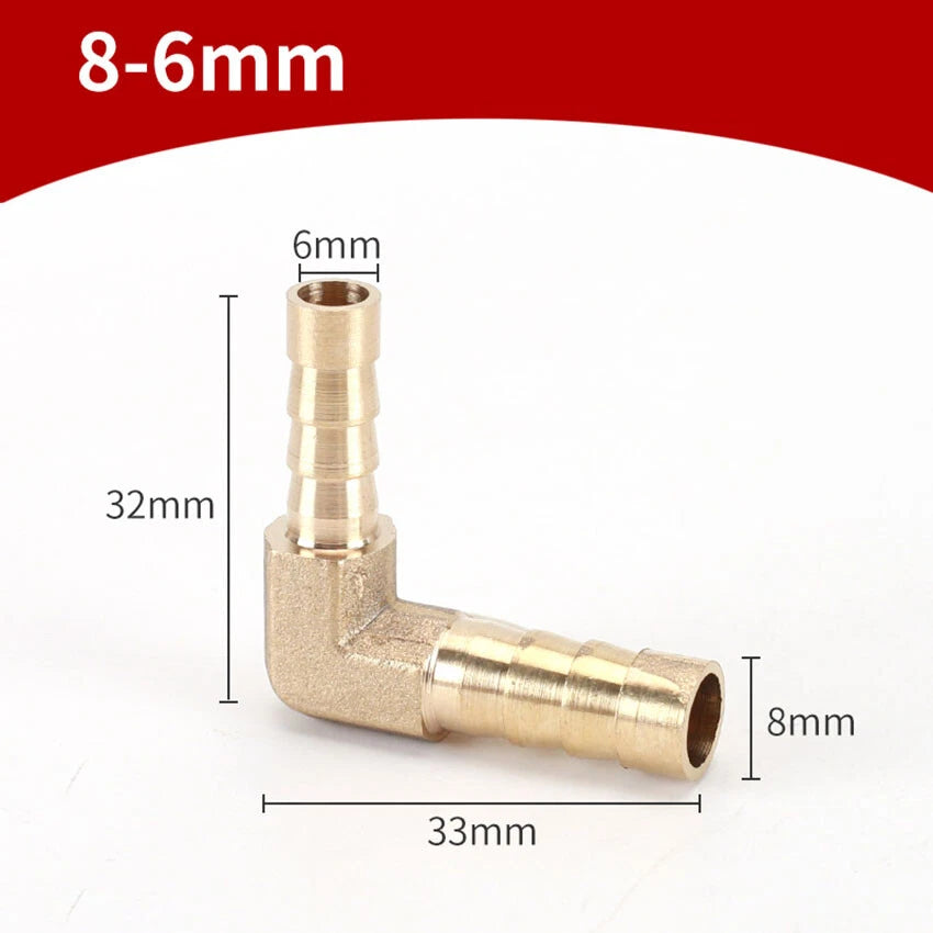 90° Brass Barb Elbow Fittings — Reducing Hose Joiner for Fuel, Air & Fluid Lines