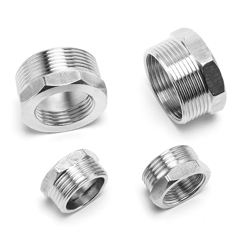 BSP Reducing Bush Stainless Steel Male x Female Pipe Adapter — 13 Sizes