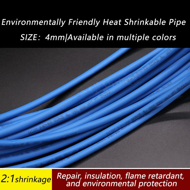 Heat Shrink Tubing 2:1 Ratio — Colored Cable Sleeve, 1mm–5mm, 7 Colors