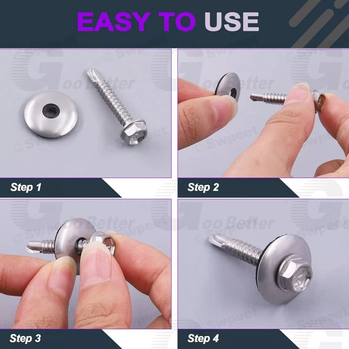 150Pcs 18 - 8 Stainless Steel Neoprene Bonded EPDM Sealing Washers Size 8 10 12 - HomeDIYer