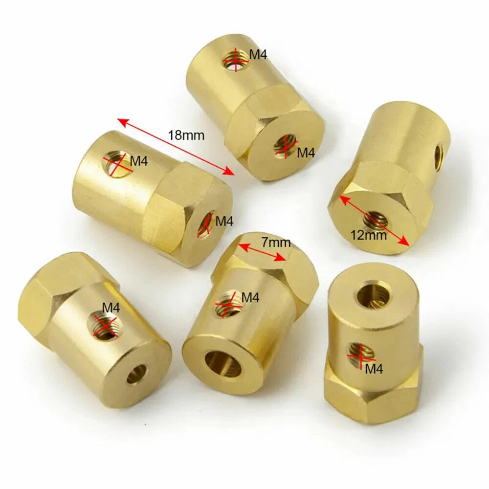 3-8mm Brass RC Car Wheels Shaft Motor Flexible Coupling Coupler Hex Connector
