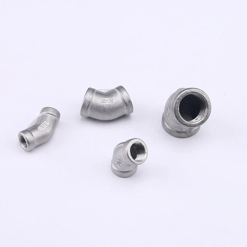 Stainless Steel 304 BSP 45° Elbow Pipe Fitting — Threaded Male × Female & Female × Female