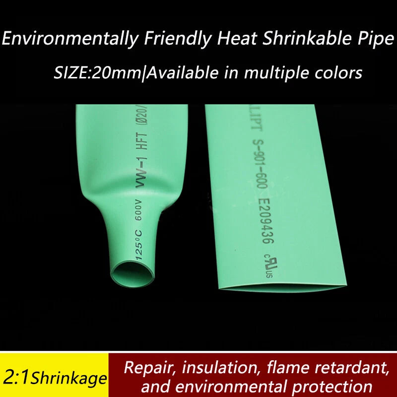 Heat Shrink Tubing 2:1 Ratio – Wire Cable Sleeve 10mm to 20mm, Multiple Colors