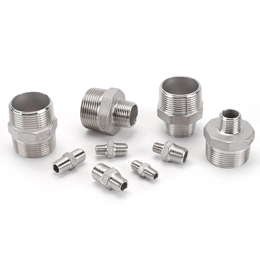 304 Stainless Steel Hex Nipple Pipe Fitting | Male to Male NPT Connector