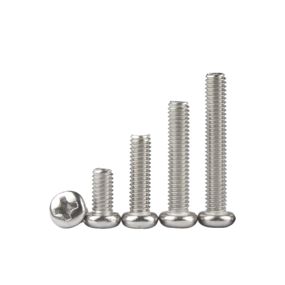 M3 M4 M5 Phillips Round Pan Head Machine Screws – 201 Stainless Steel, 6–30mm Lengths - HomeDIYer