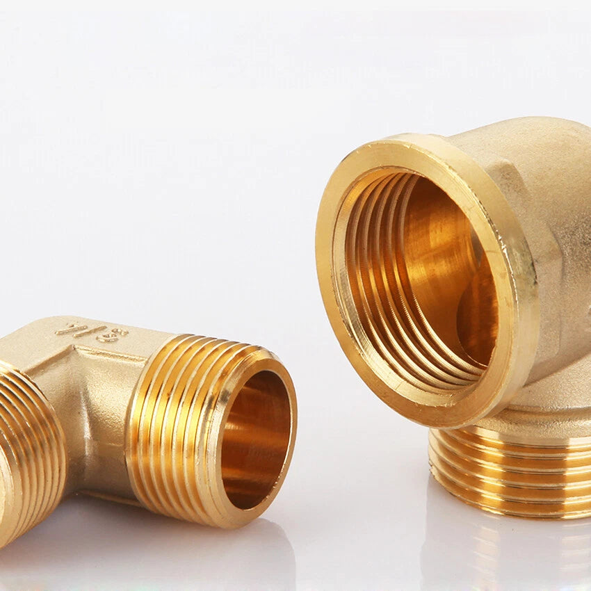 BSP Brass Elbow Fitting — 1/2", 3/4" & 1" Male/Female Thread Pipe Connector Adapter