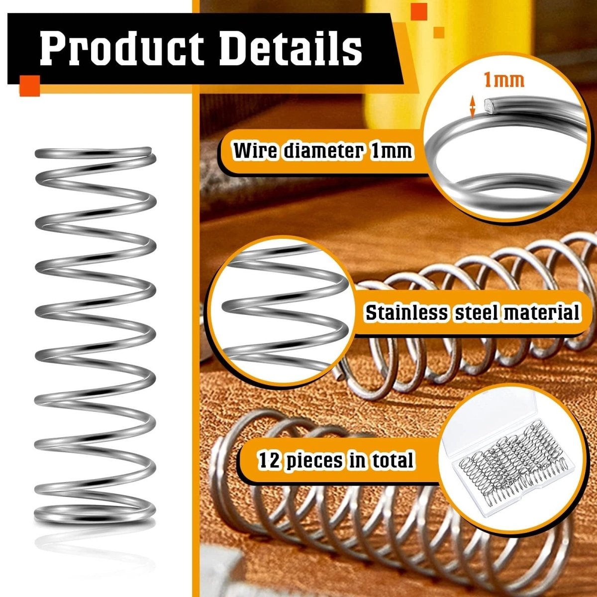 Compression spring 0.25mm Coil Springs，Pressure Springs 304 steel (L:5 - 50 mm) - HomeDIYer