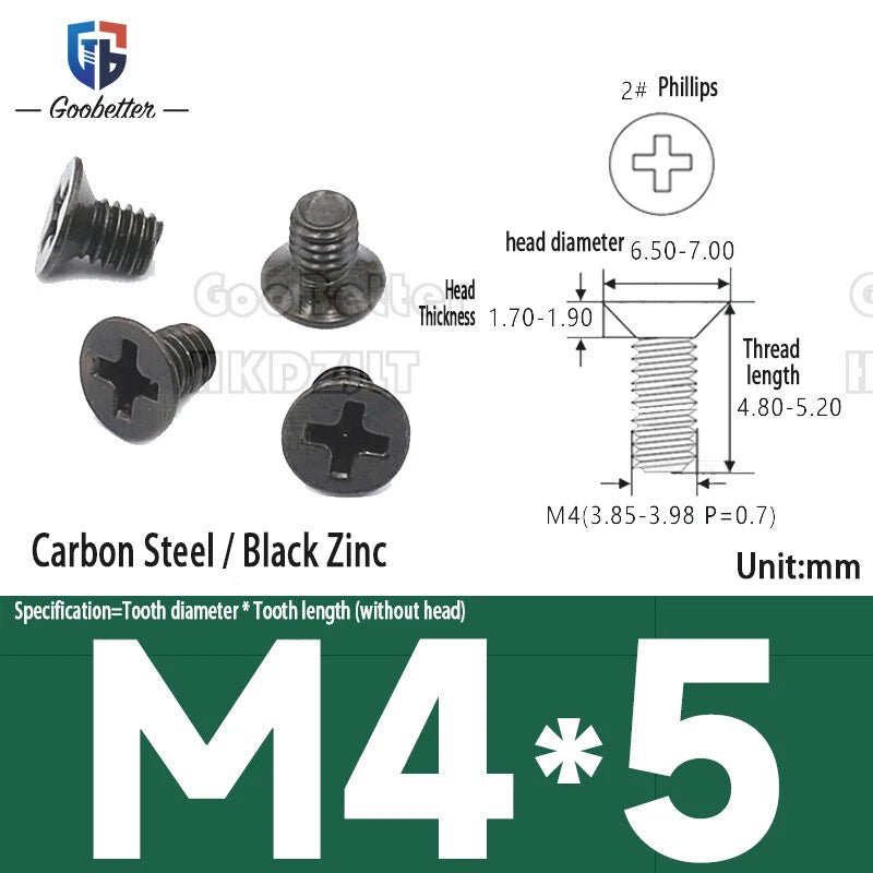 M4 Phillips Flat Head Countersunk Machine Screws — 5 to 45mm, Carbon Steel & Stainless, 9 Finishes - HomeDIYer