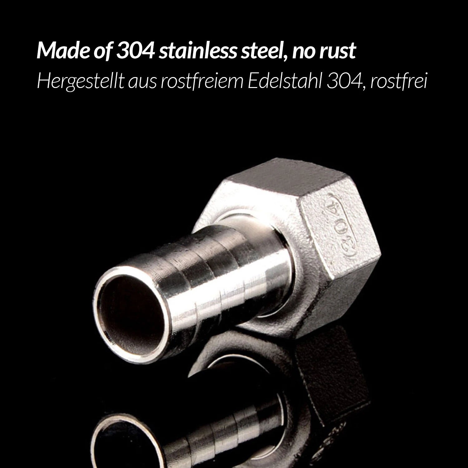 1/4" to 3/4" BSP Stainless Steel Female Fitting x Barb Hose Tail End Connector