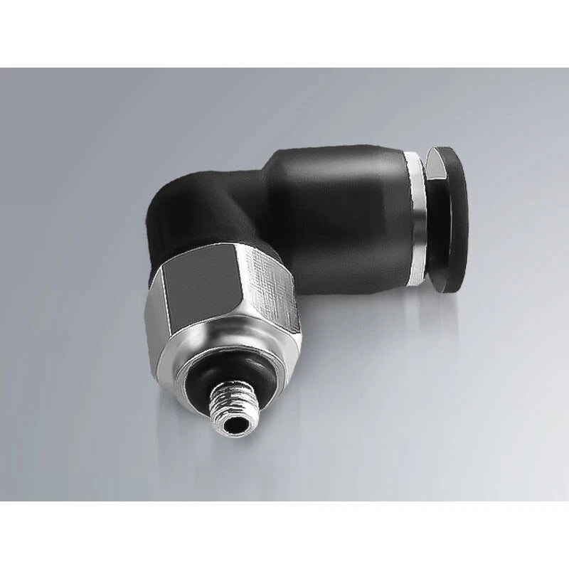 Male Thread Elbow Push-in Pneumatic Fitting | Micro Swivel Air Hose Connector