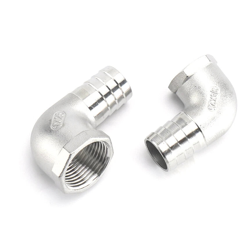 Female Thread Fitting x Barb Hose Tail End Elbow Connector A2 Stainless Steel