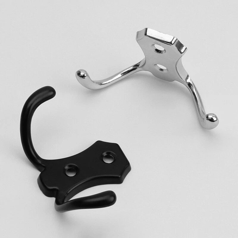 Double Hat Coat Hooks Hanger Door Wall Cloth Towel Holder Organiser Rack Robe