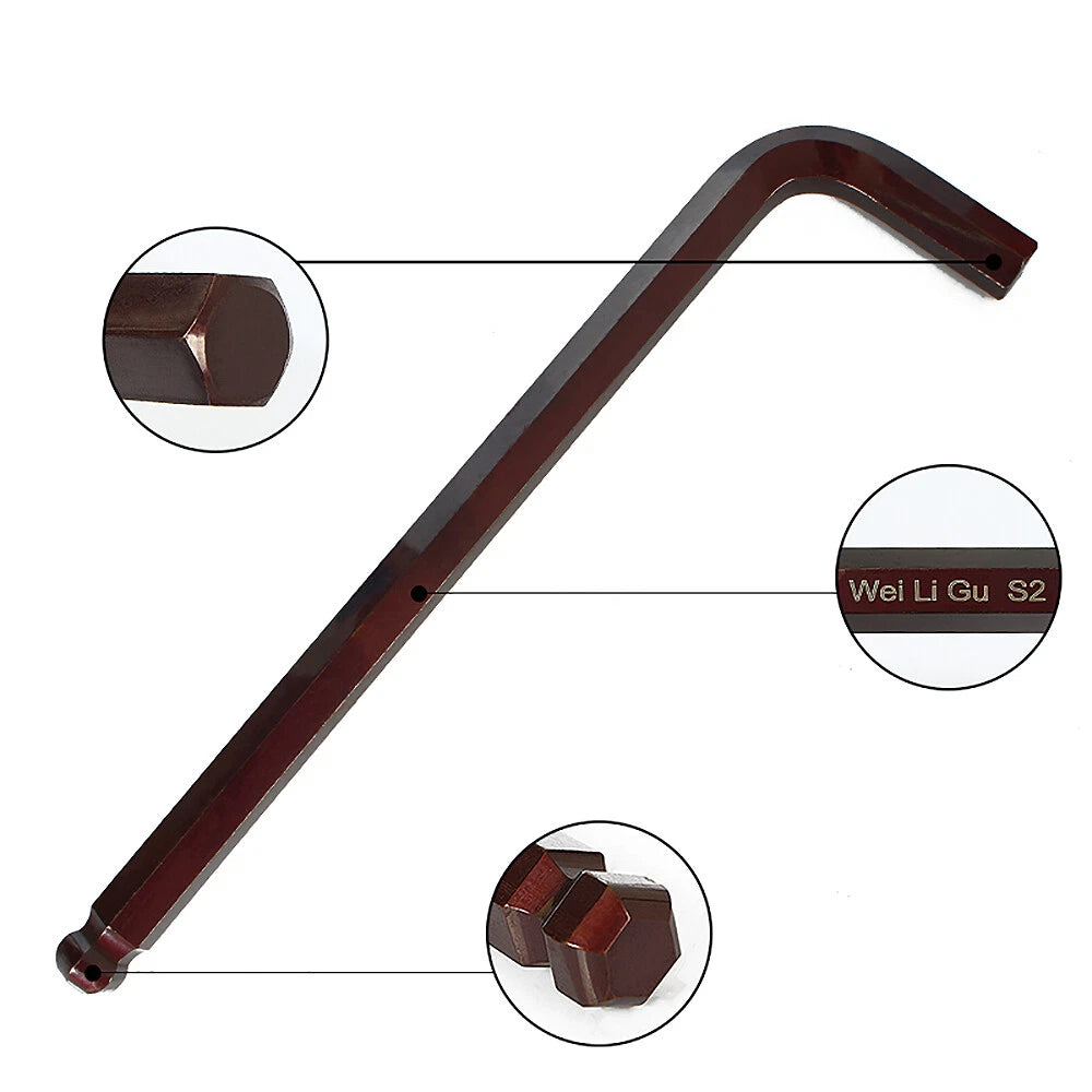 Extra Long Metric Ball Point Hex Key Allen Wrench L-Keys Allan Alan 0.7mm-19mm