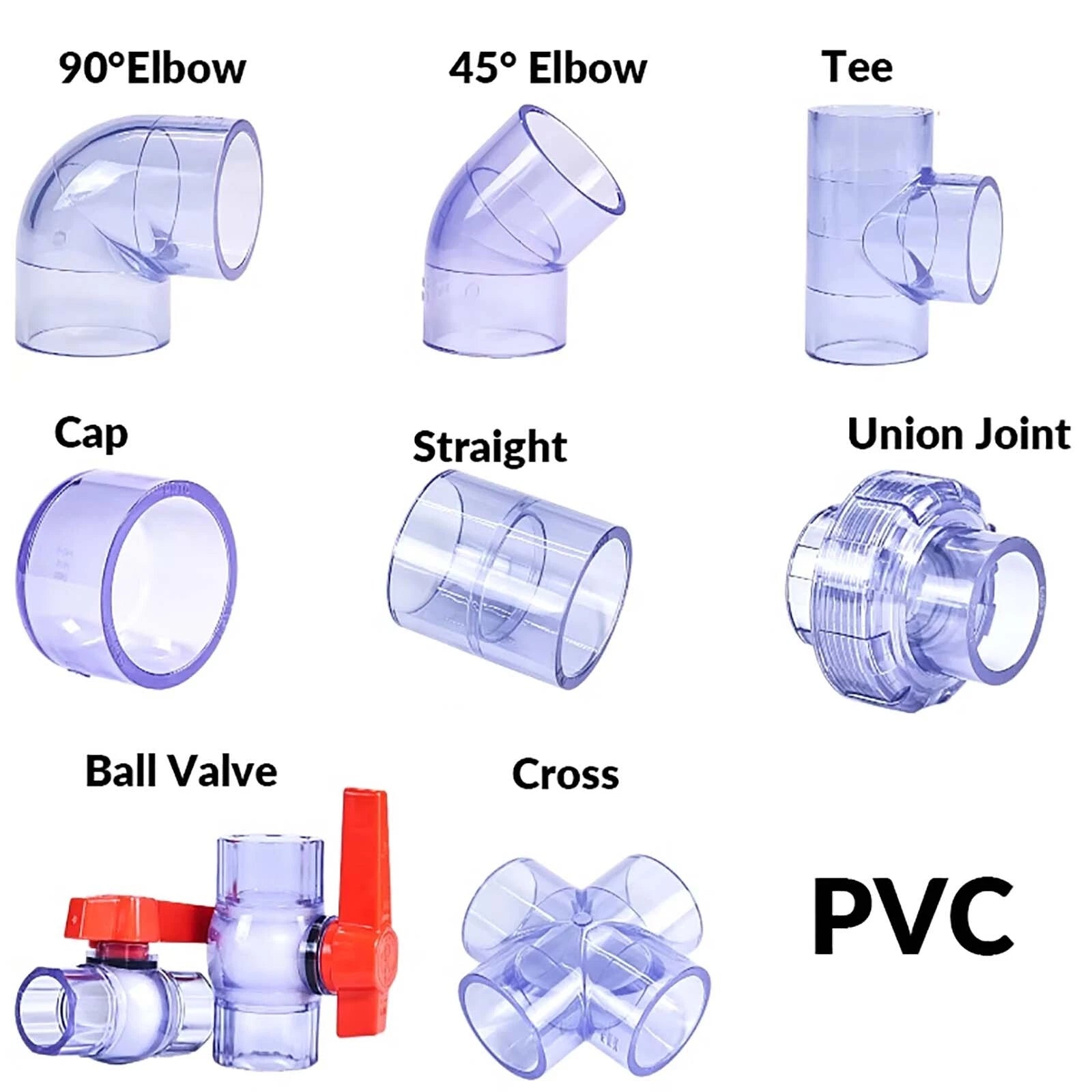 UPVC PVC Clear Plumbing Fittings Pipe For Aquarium Fish Tank Pond Solvent Weld