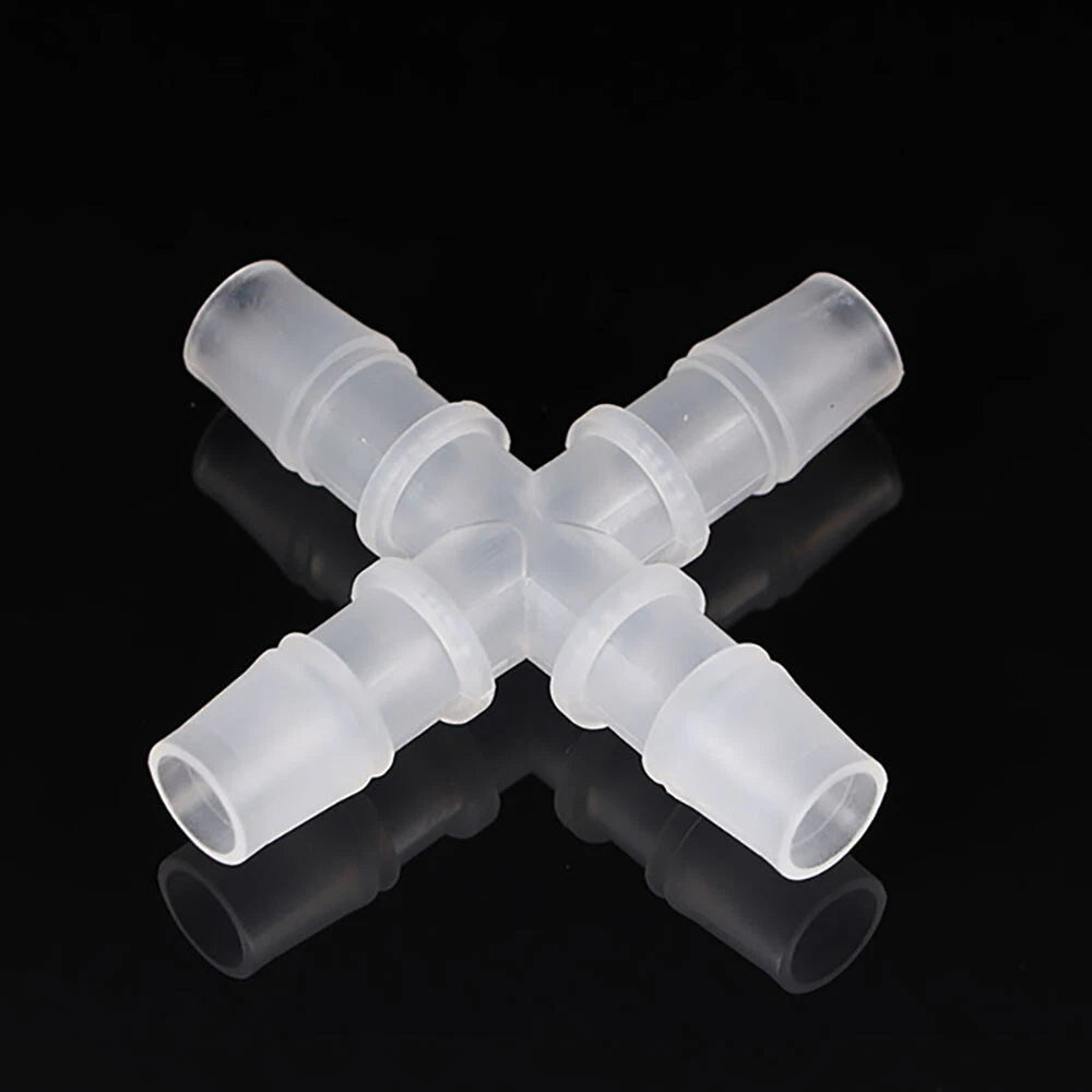 X Piece & Side 4-Way Plastic Hose Pipe Connector — Water Oil Gas Air Joiner