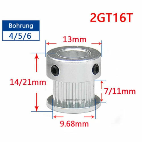 GT2 Timing Belt Pulley 16T - 100T Synchronous Wheel for 6 mm width Drive Belts