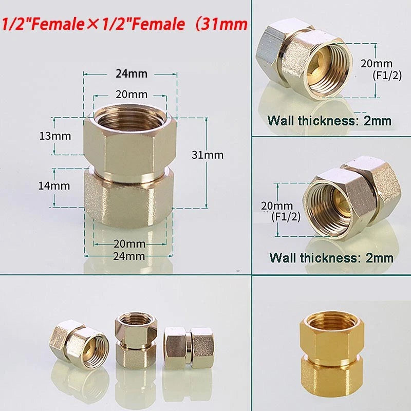Brass Compression Fittings — Straight Coupling & Elbow Connector, 1/2" 3/4" 1" Female/Male