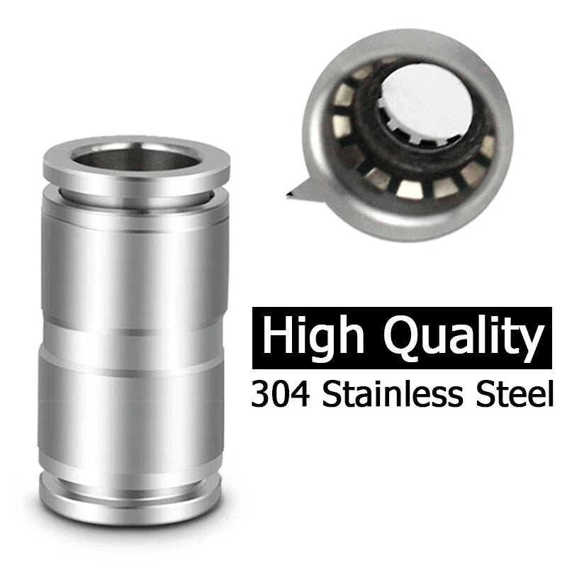 A2 Stainless Steel Pneumatic Push-in Fittings — All Types, 4–16mm