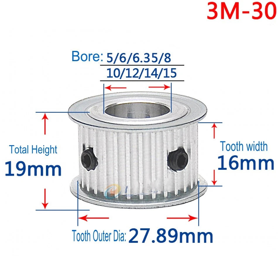 3M Timing Belt Pulley 12T-120T Synchronous Wheel Sprocket For 15mm Width Belt