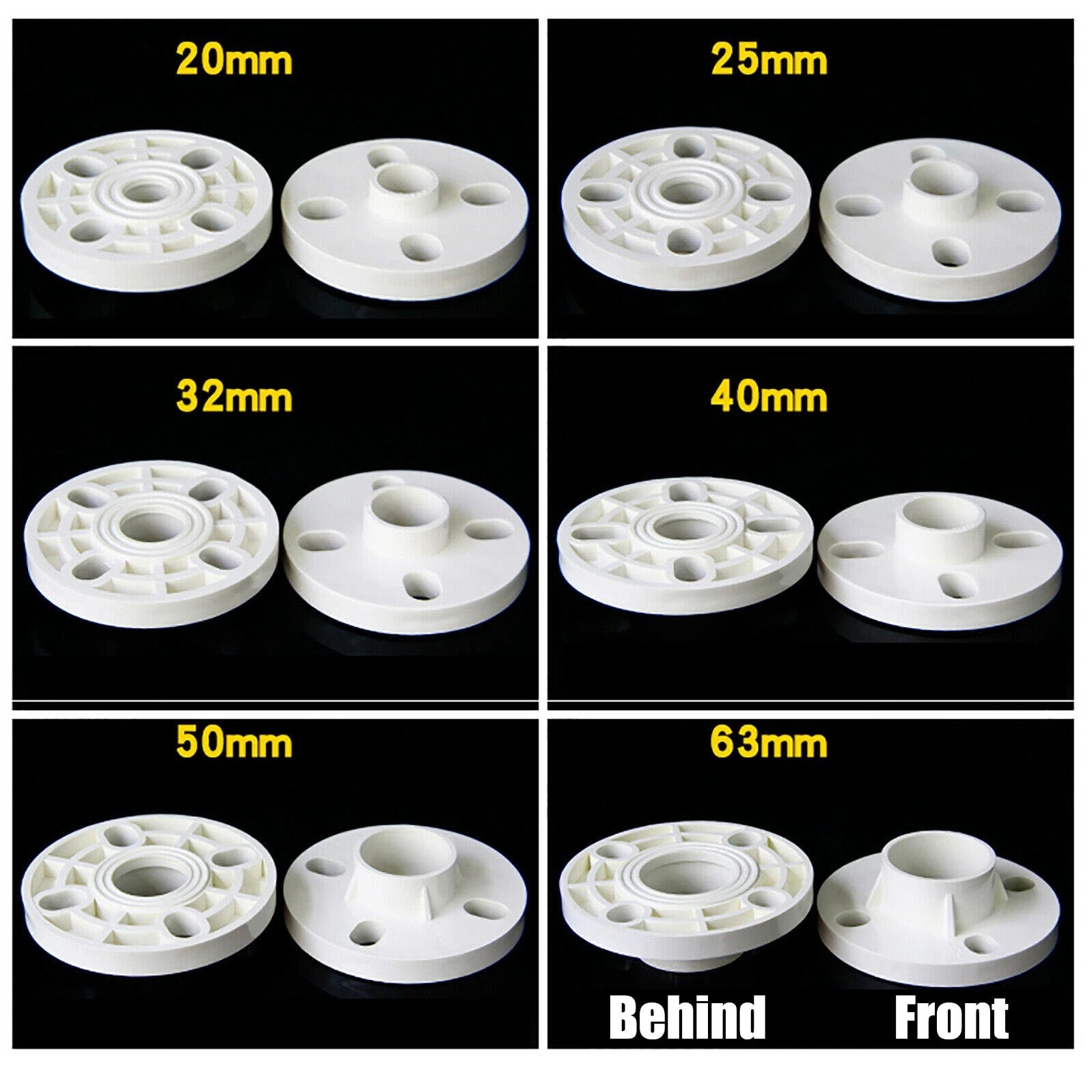 PVC Adhesive Floor Flange 20 25 32 40 50 63 75 90 110-200mm Pipe Fittings White