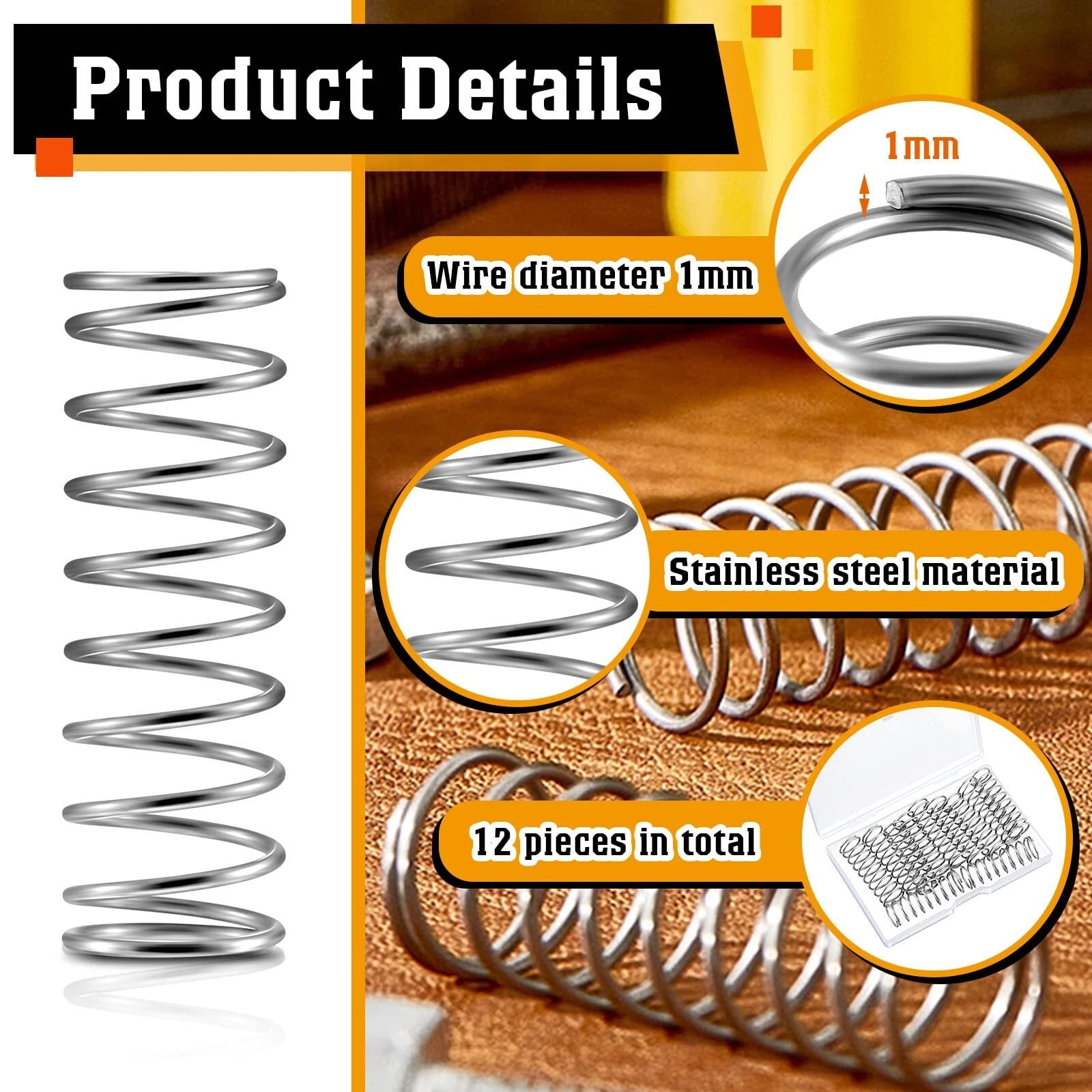 Compression Spring 0.40mm Wire Dia ,2 - 12mm OD Small Pressure Springs 304 Steel