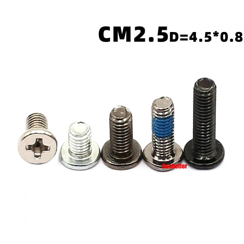 M2.5 Ultra Thin Flat Wafer Head Phillips Screws – CM2.5 Laptop Computer Screws (Various Finishes)