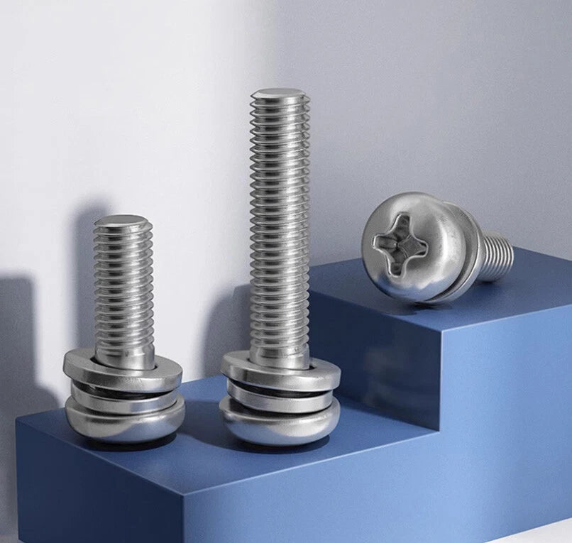 M3 M4 M5 M6 A4 Stainless Steel Bolt, Nut & Washer Set – Phillips Pan Head Marine Grade (316)