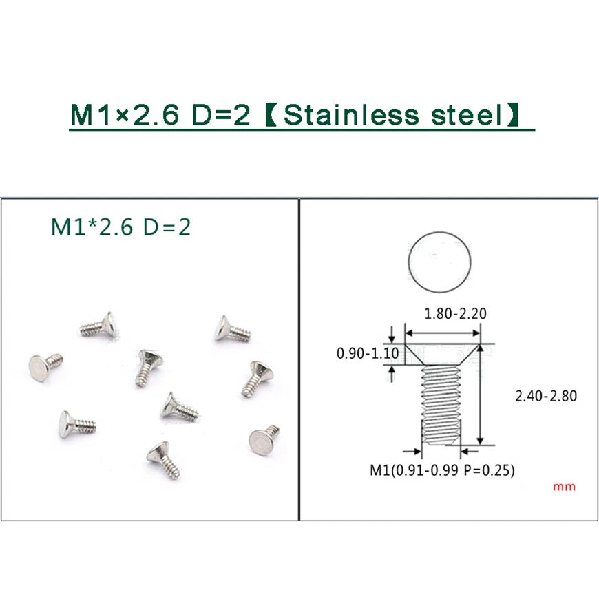 M1–M1.8 Phillips Countersunk Flat Head Machine Screws – Carbon Steel or 304 Stainless, Multiple Finishes