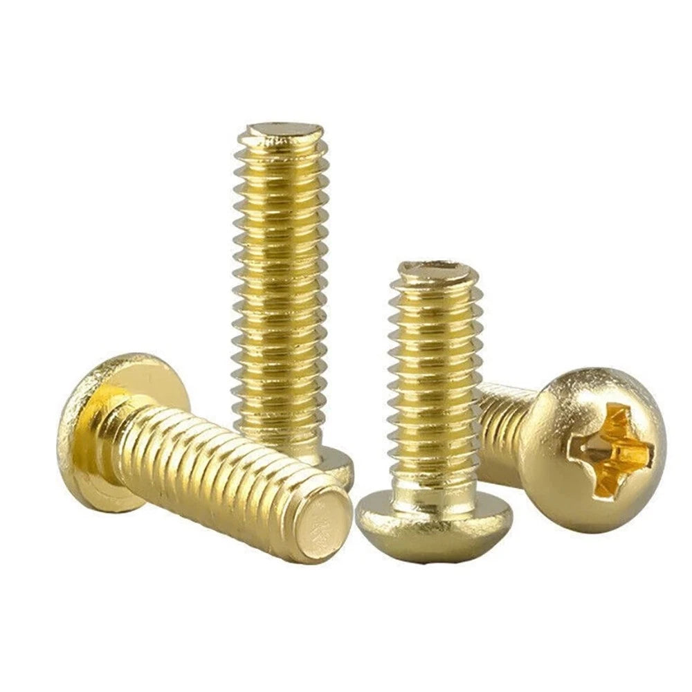 M4 M5 Solid Brass Pan Head Phillips Machine Screws — Multiple Lengths