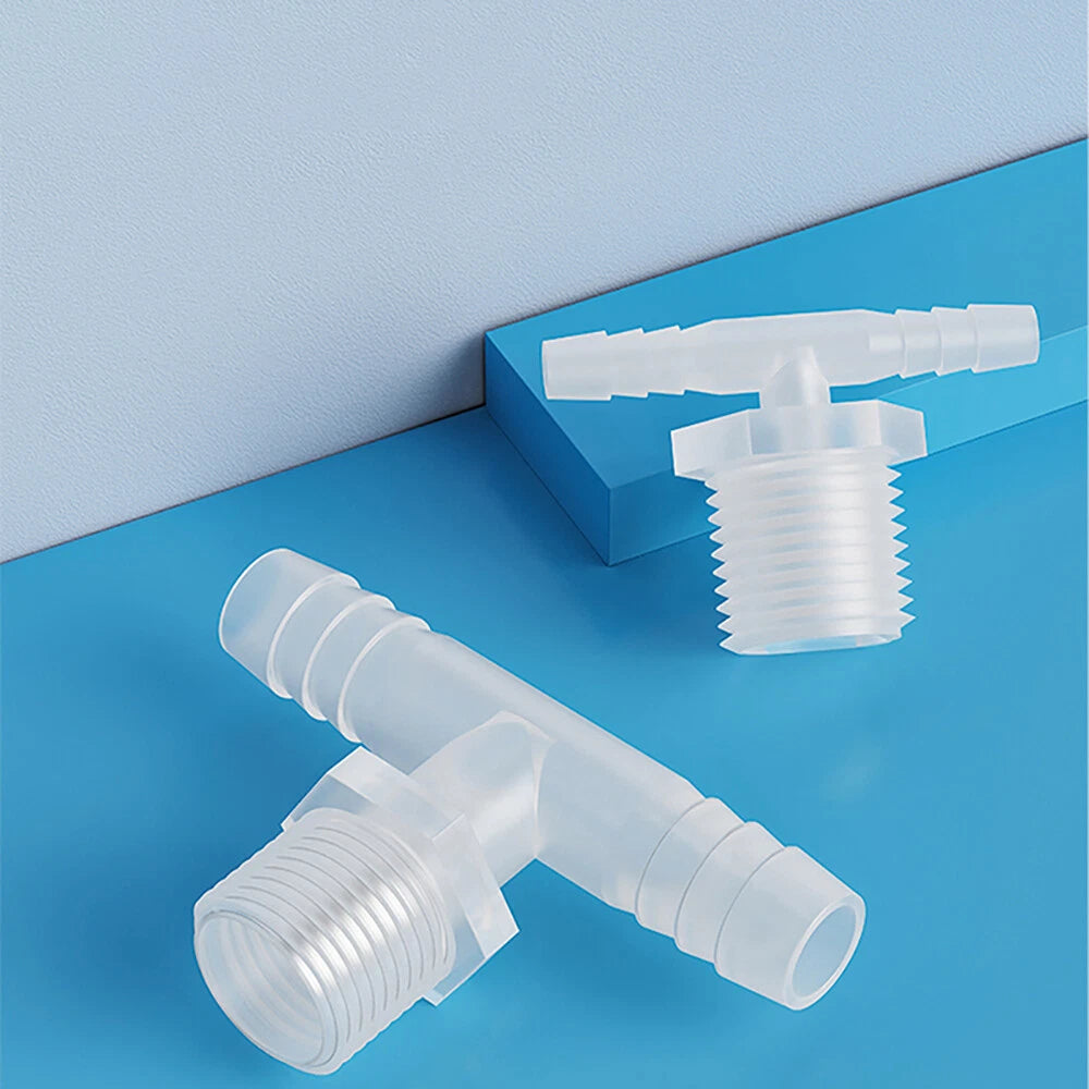 T-Type Plastic Pipe Fitting – Male Thread Barbed Tee Hose Connector (G & M Thread)
