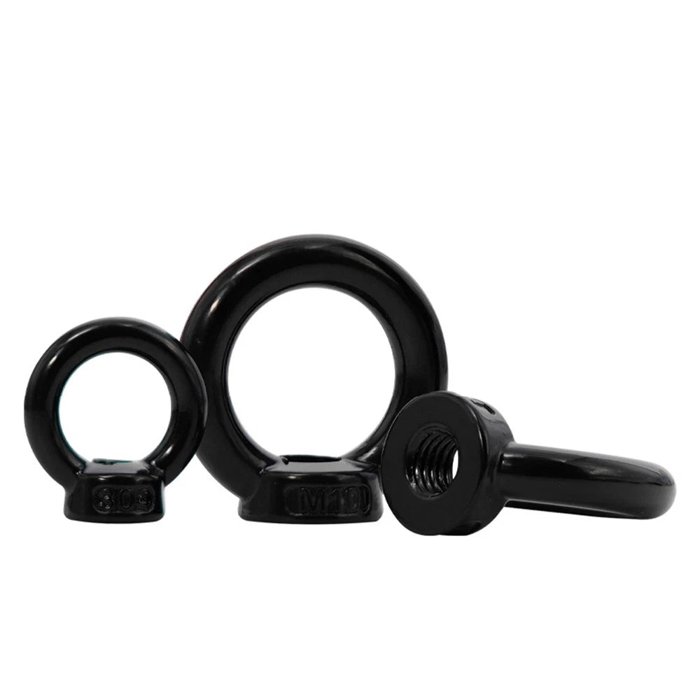 Black 304 Stainless Steel Eye Bolts and Eye Nuts — M3 to M20 Lifting Hardware - HomeDIYer
