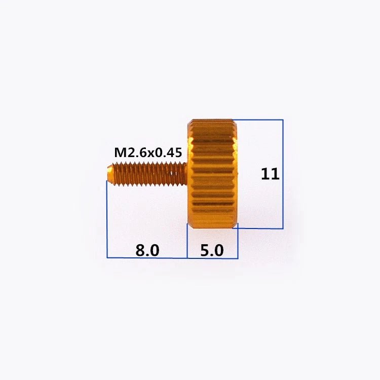 M2.6 x 8mm Alu Knurled Thumb Screw Flat Head Thumbscrews Hand Grip Knob Bolts - HomeDIYer