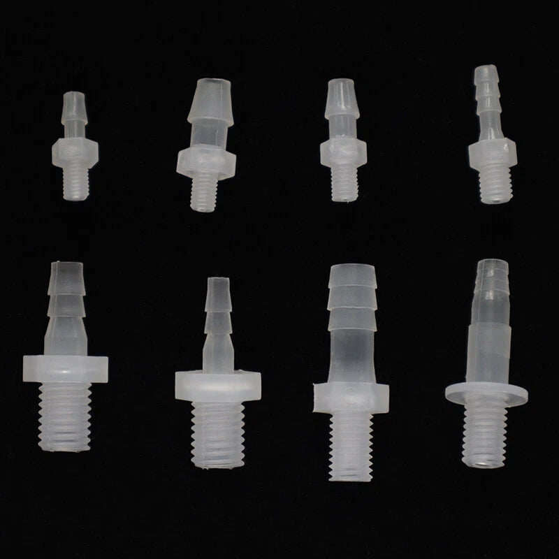 Plastic Straight Barbed Joiner Male Thread Hose Pipe Connector Water Fish Tank