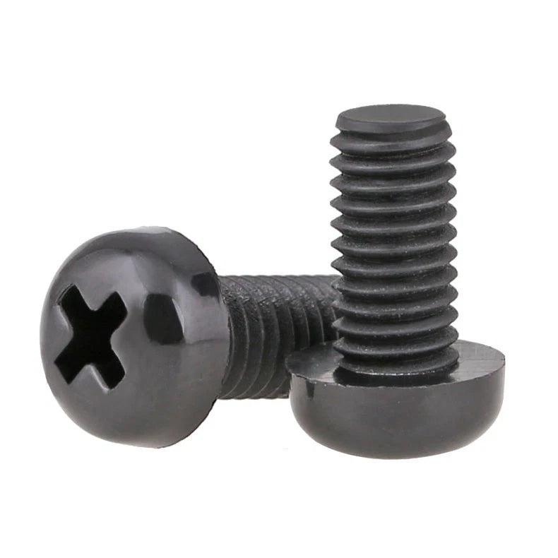 M3 Black Nylon Pan Head Phillips Machine Screws — Plastic Screws 4mm to 30mm