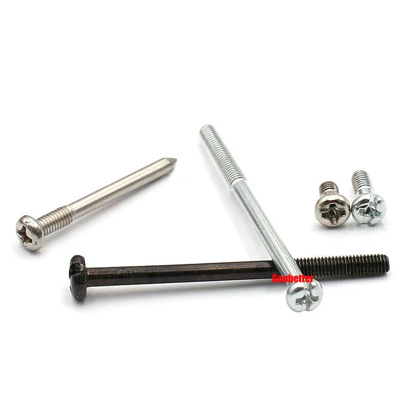 M3 Phillips Pan Head Machine Screws – 3mm to 43mm, Multiple Coatings (100–500 PCS)
