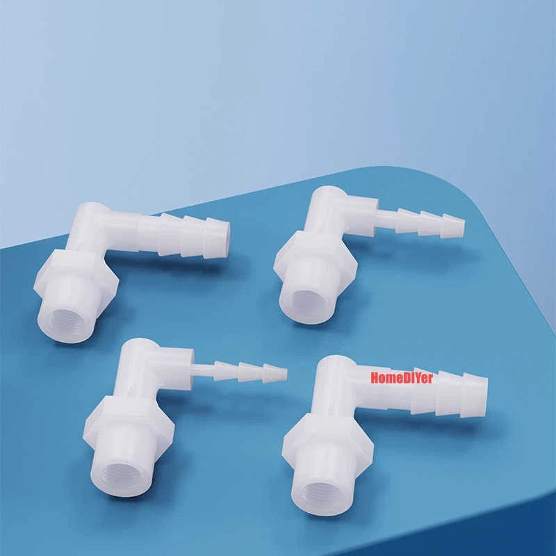 90° Elbow Plastic Female Thread Barbed Connectors Pipe Hose Water Reducer Joiner