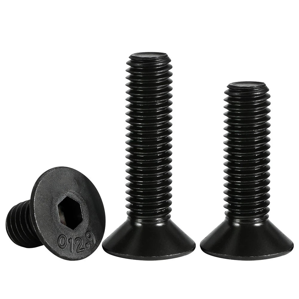M1.6–M3 Countersunk Socket Head Screws – 12.9 Grade Carbon Steel, Flat Head, Fully Threaded (3–50mm Overall Length)