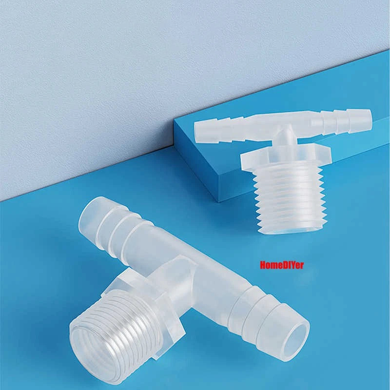 T Piece Joiner 3-Way Plastic Barb Connector | Pipe Hose Male Thread Fitting