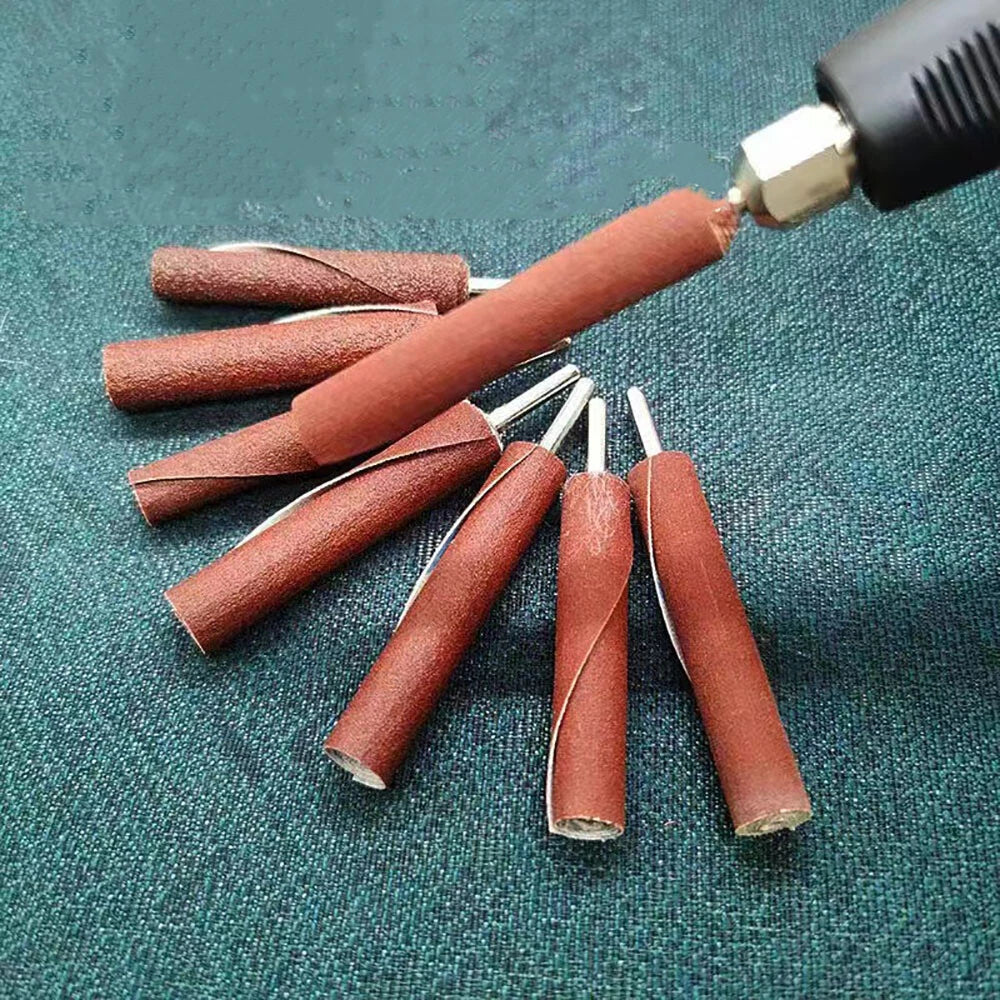 Cylinder Sanding Rod Bits 3mm Shank – 6/8/10mm Head for Rotary Tools, Inner Hole & Concave Surface Grinding