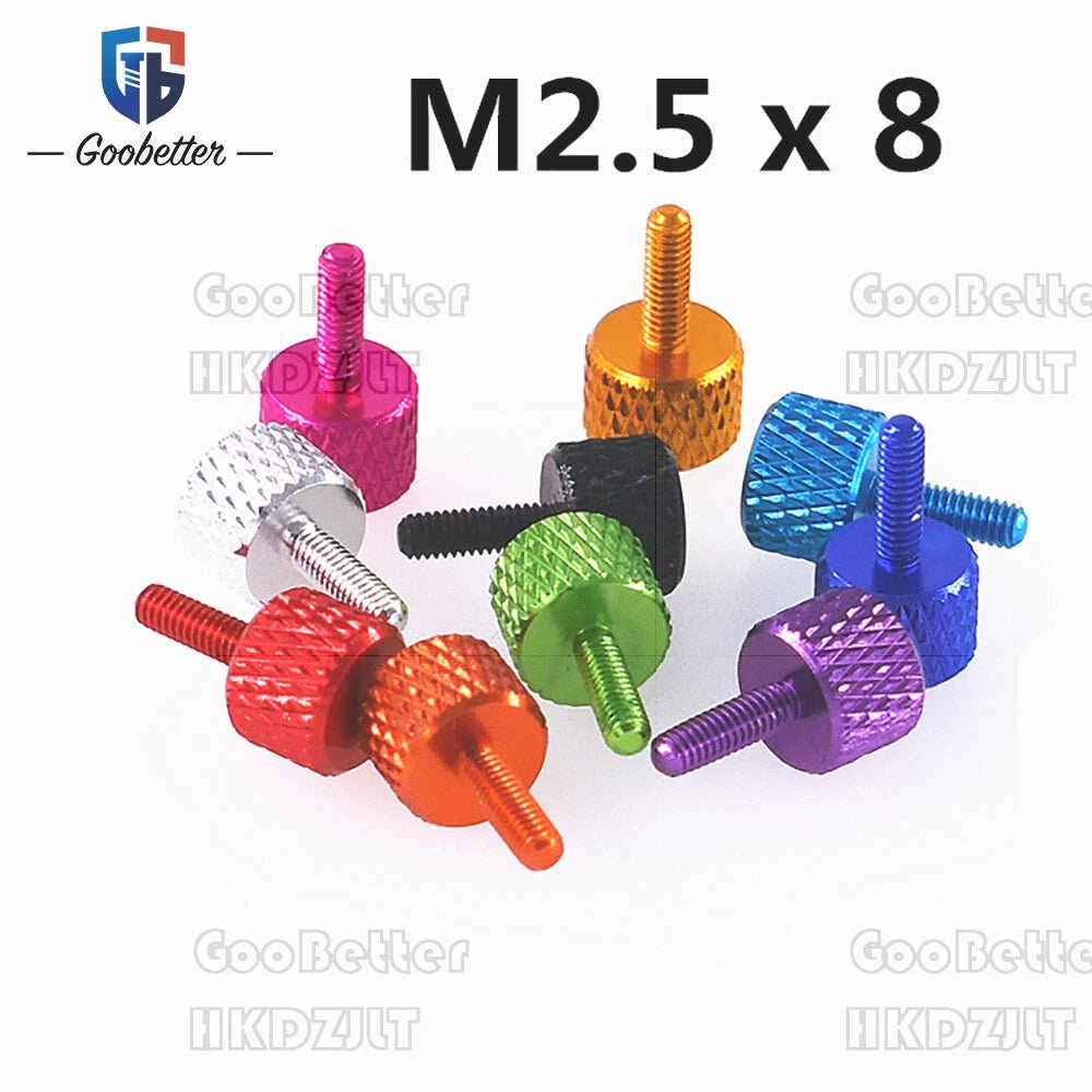 M2.5 x 8 mm Anodized Aluminum Knurled Thumb Screws – Hand Tighten Grip Bolts (10 Colors) - HomeDIYer