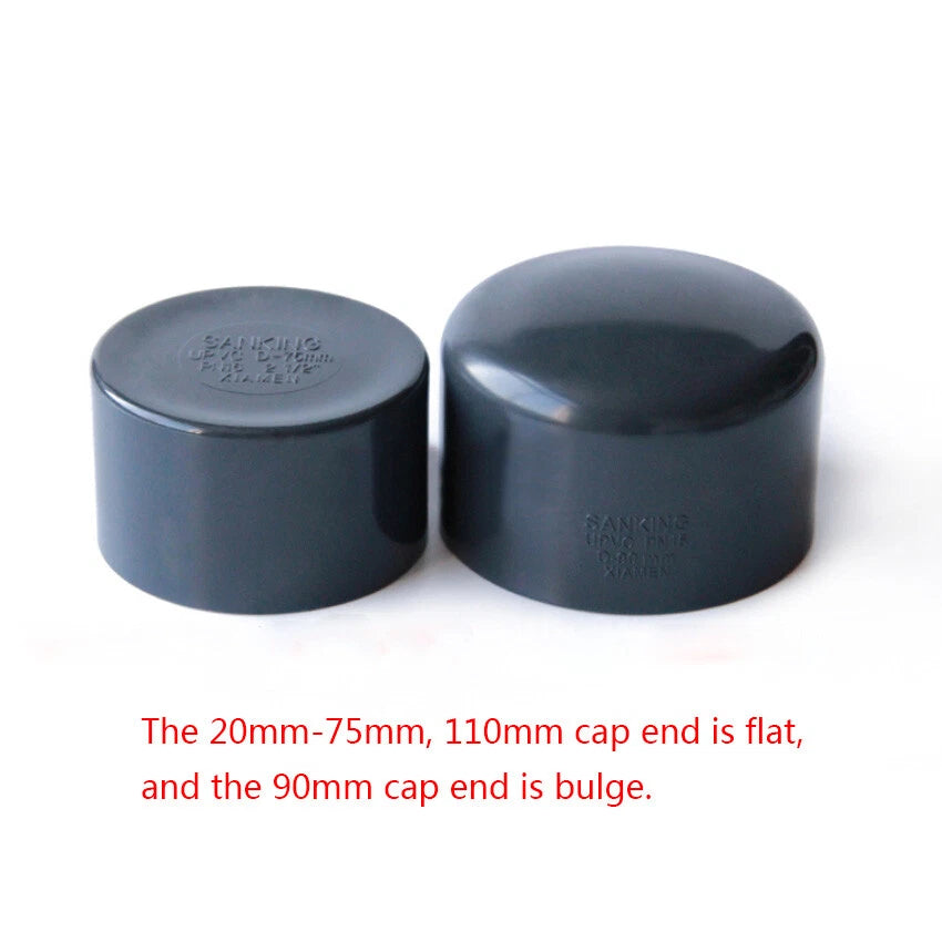 20mm-110mm PVC UPVC Water Supply Pipe Plain End Caps Plugging Cap Thick Fittings