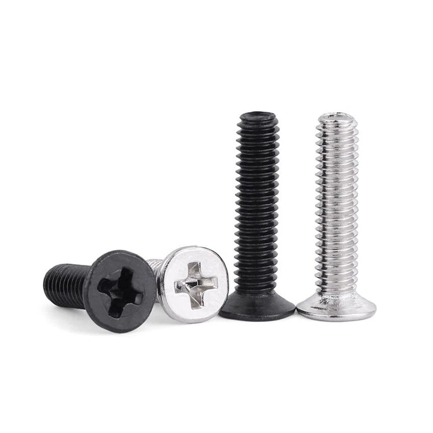 M2 Phillips Countersunk Machine Screws – Nickel or Black Zinc Plated, Fully Threaded (3–8mm Overall Length) - HomeDIYer